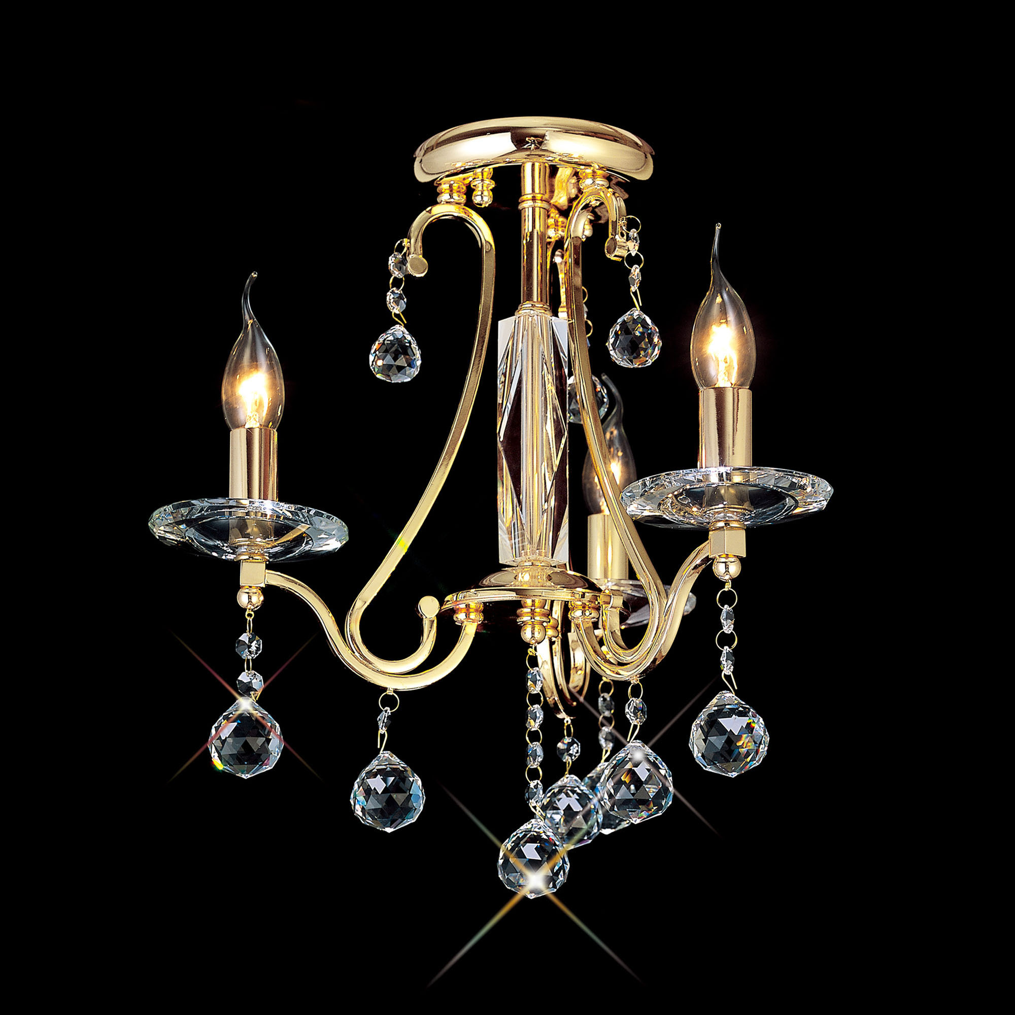 IL30213  Bianco Crystal Ceiling 3 Light French Gold